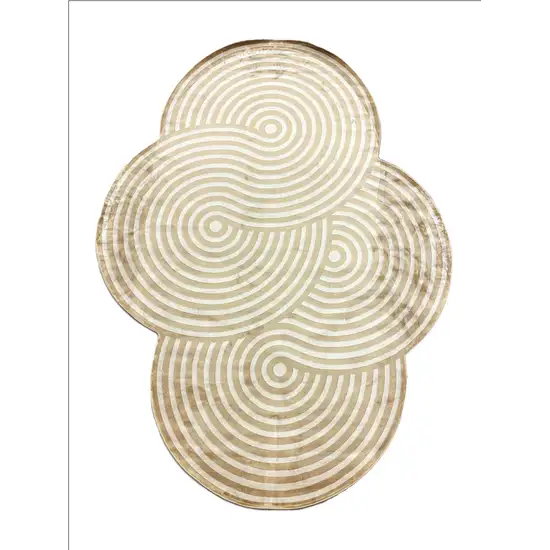 Cream And White Abstract Geometric Distressed Area Rug Photo 2