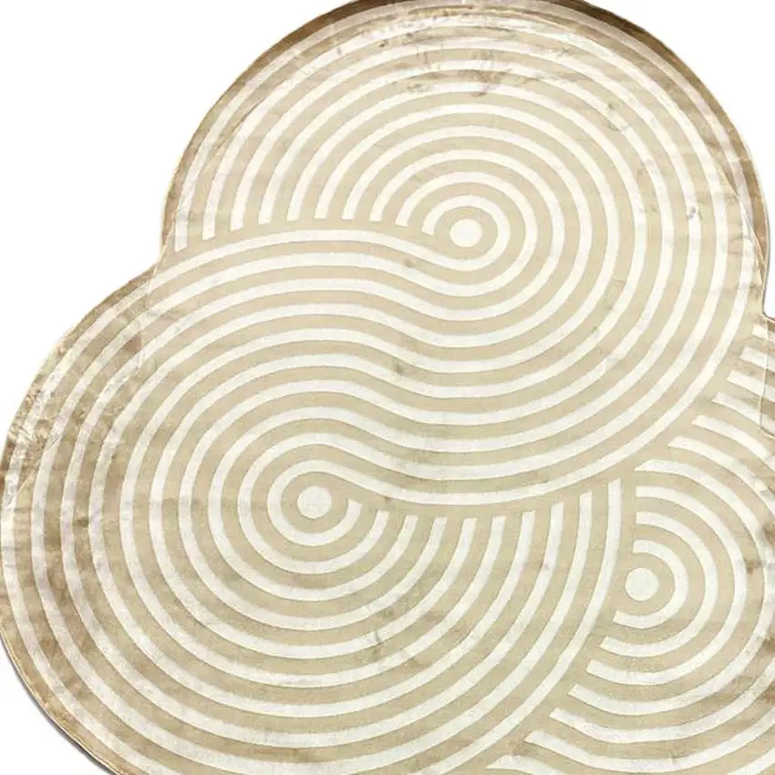 Cream And White Abstract Distressed Area Rug Photo 3