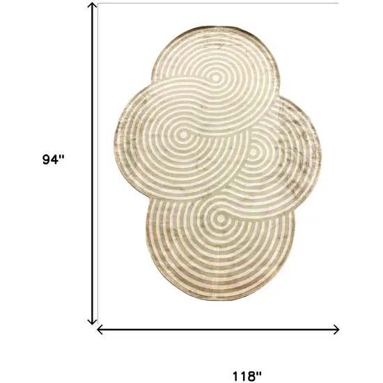 Cream And White Abstract Distressed Area Rug Photo 5