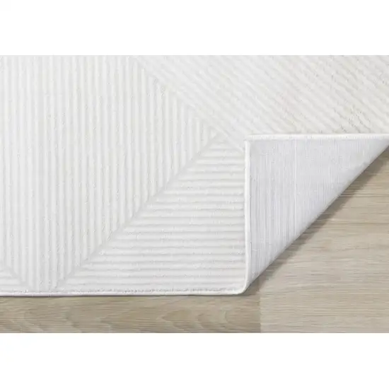 Cream And White Geometric Area Rug Photo 4
