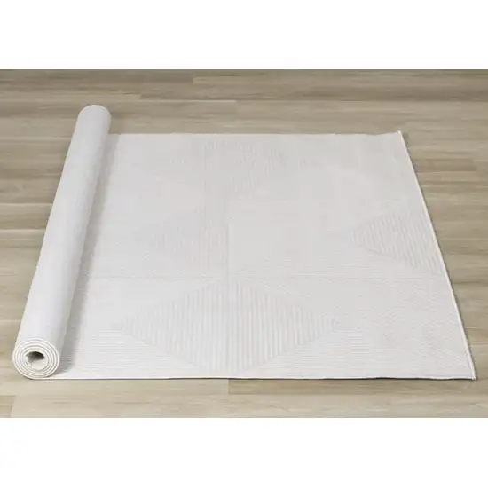 Cream And White Geometric Area Rug Photo 6
