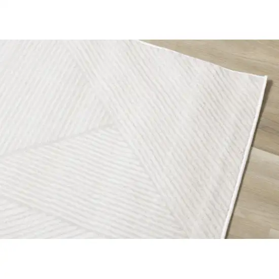 Cream And White Geometric Area Rug Photo 5