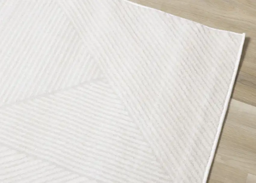 Cream And White Geometric Area Rug Photo 5