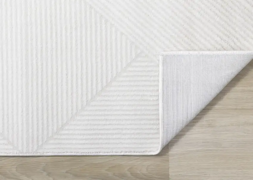 Cream And White Geometric Area Rug Photo 4
