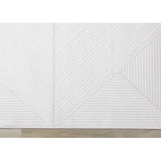 Cream And White Geometric Area Rug Photo 7