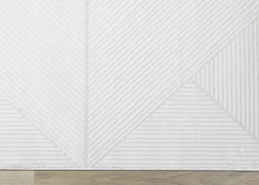 Cream And White Geometric Area Rug Photo 7