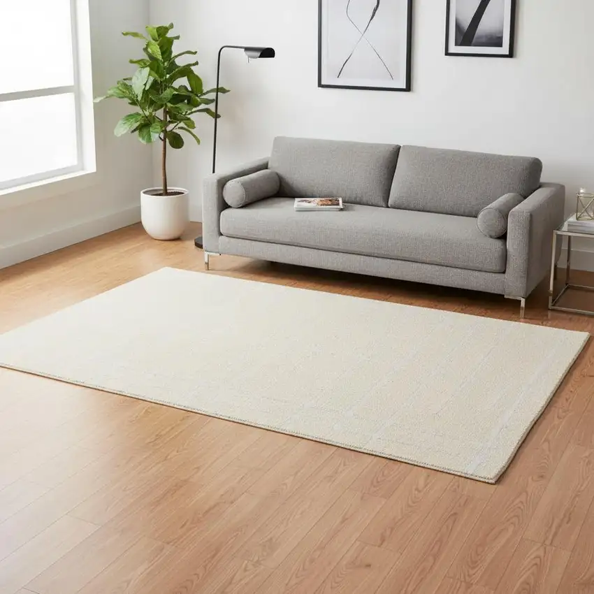 Cream And White Striped Area Rug Photo 1
