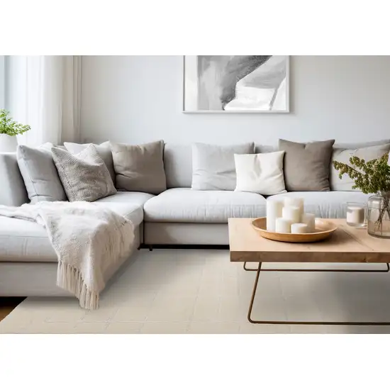 Cream And White Striped Area Rug Photo 6