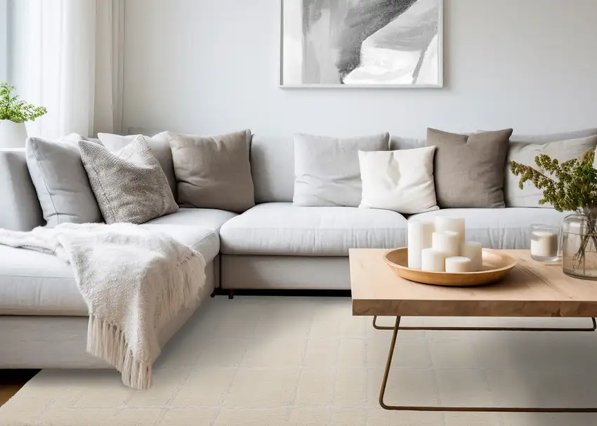 Cream And White Striped Area Rug Photo 6