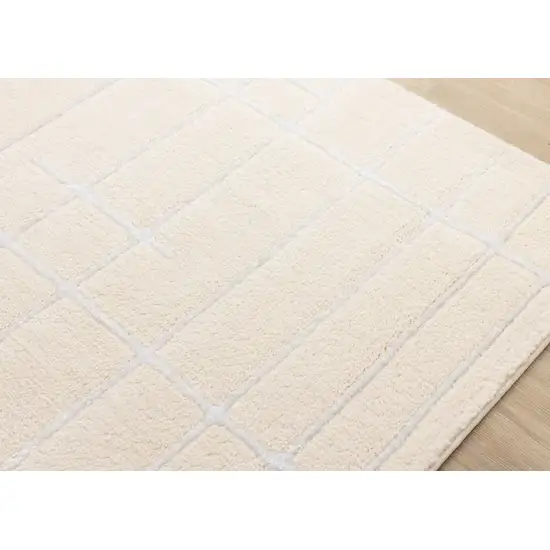 Cream And White Striped Area Rug Photo 7