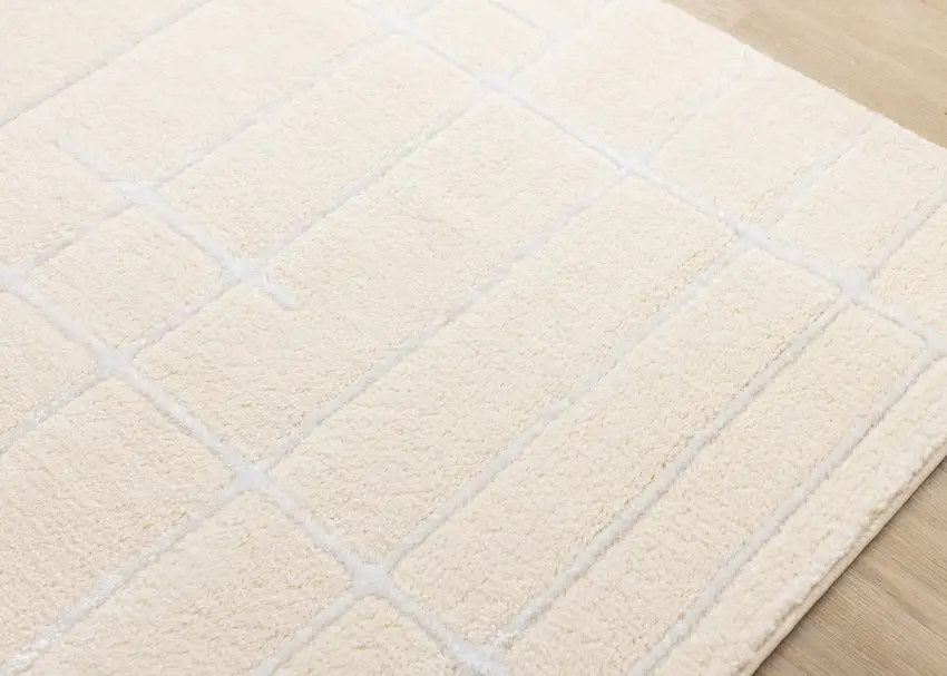 Cream And White Striped Area Rug Photo 7