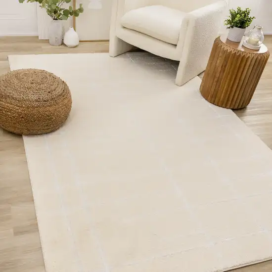 Cream And White Striped Area Rug Photo 5