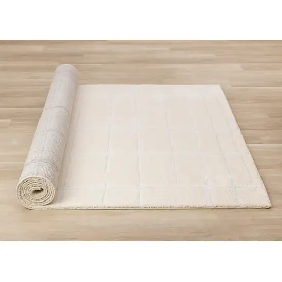 Cream And White Striped Area Rug Photo 9