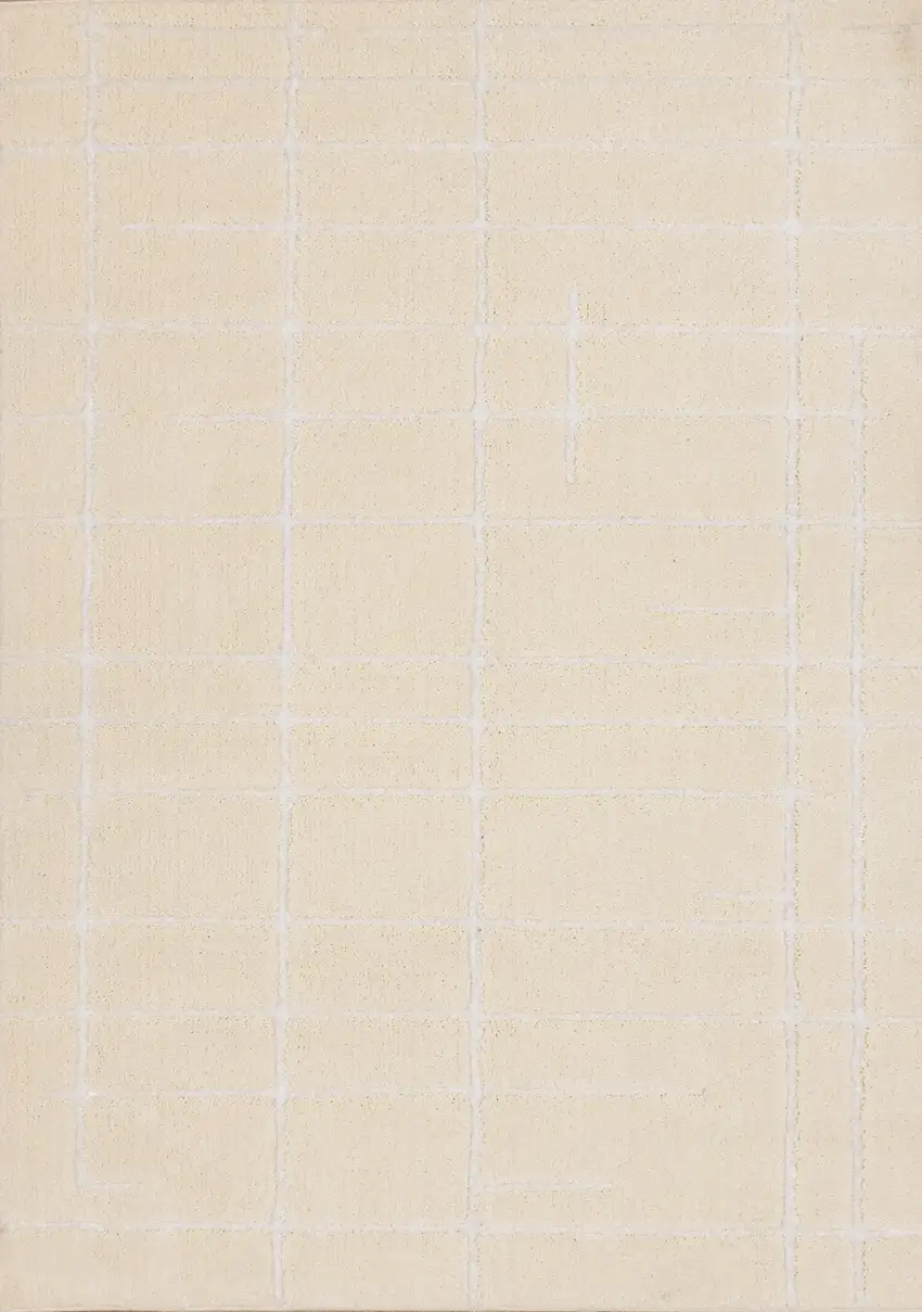 Cream And White Striped Area Rug Photo 4