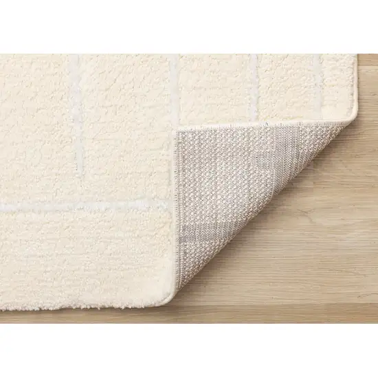 Cream And White Striped Area Rug Photo 9