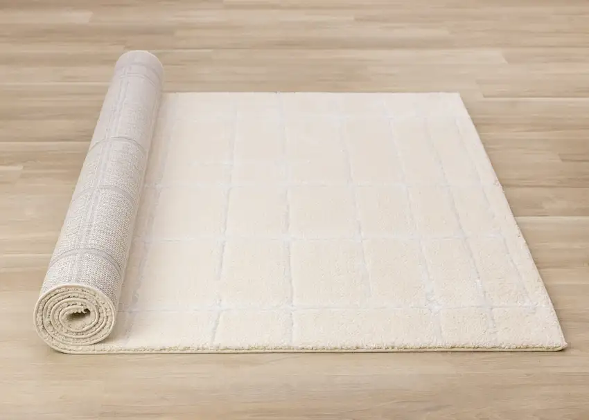 Cream And White Striped Area Rug Photo 9