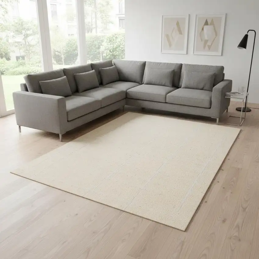 Cream And White Striped Area Rug Photo 1