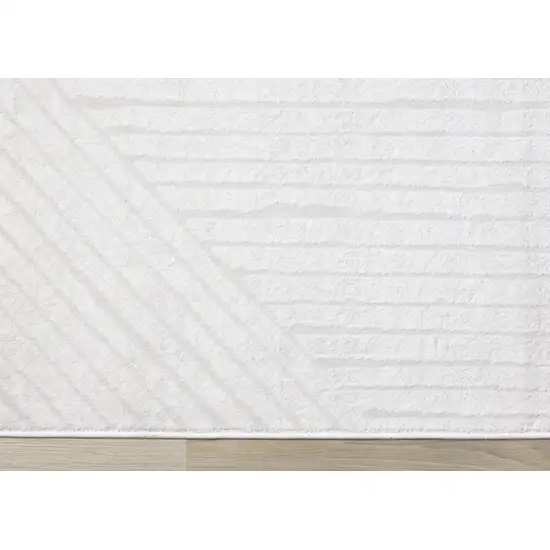 Cream And White Striped Area Rug Photo 6