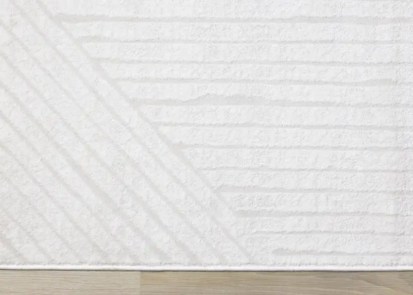 Cream And White Striped Area Rug Photo 6