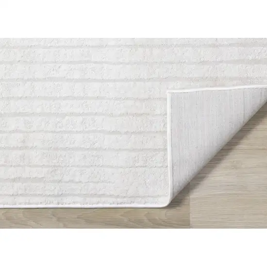 Cream And White Striped Area Rug Photo 3