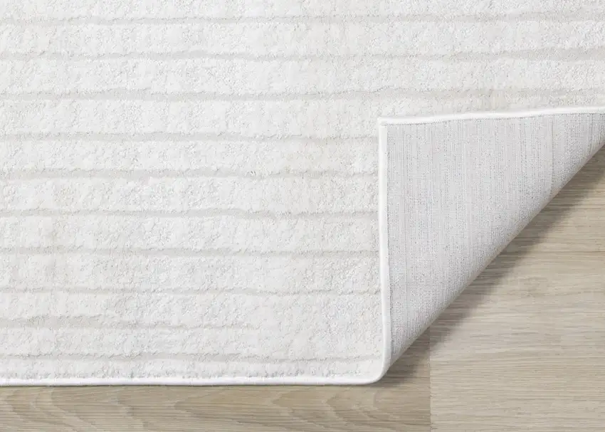Cream And White Striped Area Rug Photo 3