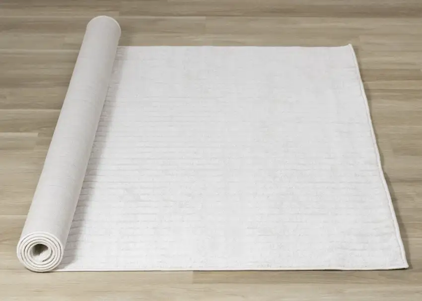 Cream And White Striped Area Rug Photo 5