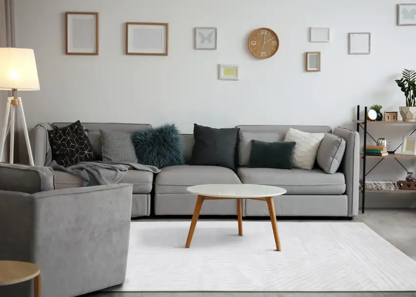 Cream And White Striped Area Rug Photo 2
