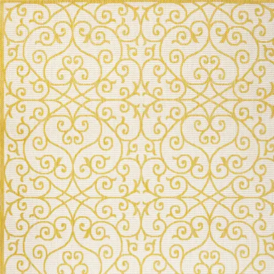Cream And Yellow Geometric Indoor Outdoor Area Rug Photo 3
