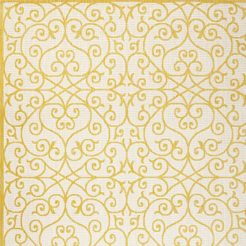 Cream And Yellow Geometric Indoor Outdoor Area Rug Photo 3