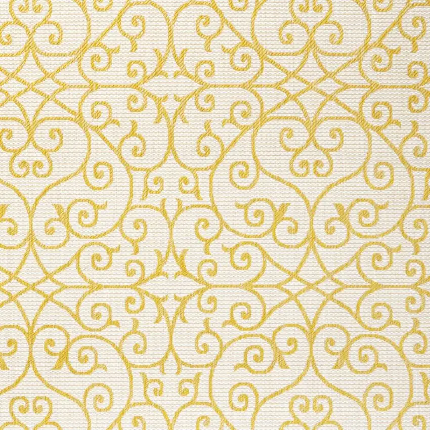 Cream And Yellow Geometric Indoor Outdoor Area Rug Photo 2