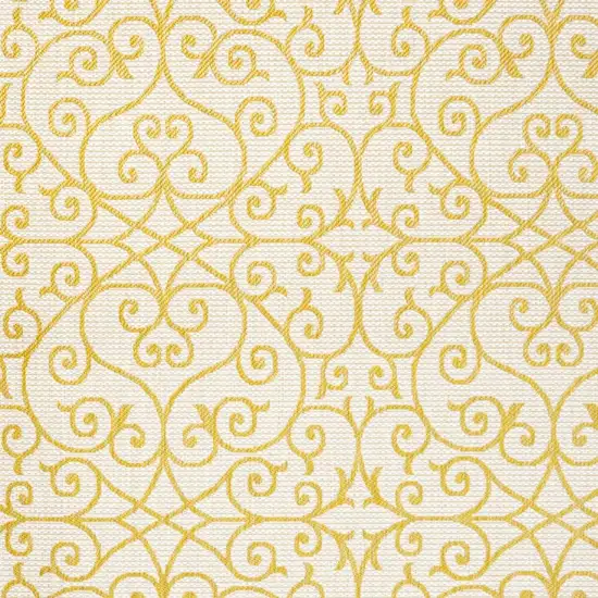 Cream And Yellow Geometric Indoor Outdoor Area Rug Photo 2