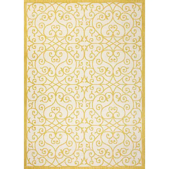 Cream And Yellow Geometric Indoor Outdoor Area Rug Photo 1