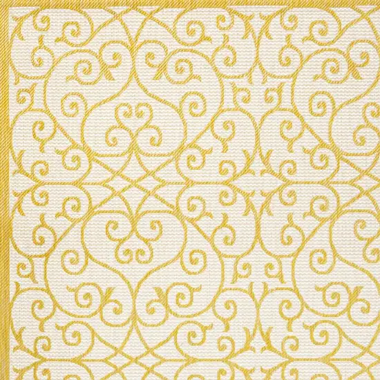 Cream And Yellow Geometric Indoor Outdoor Area Rug Photo 2