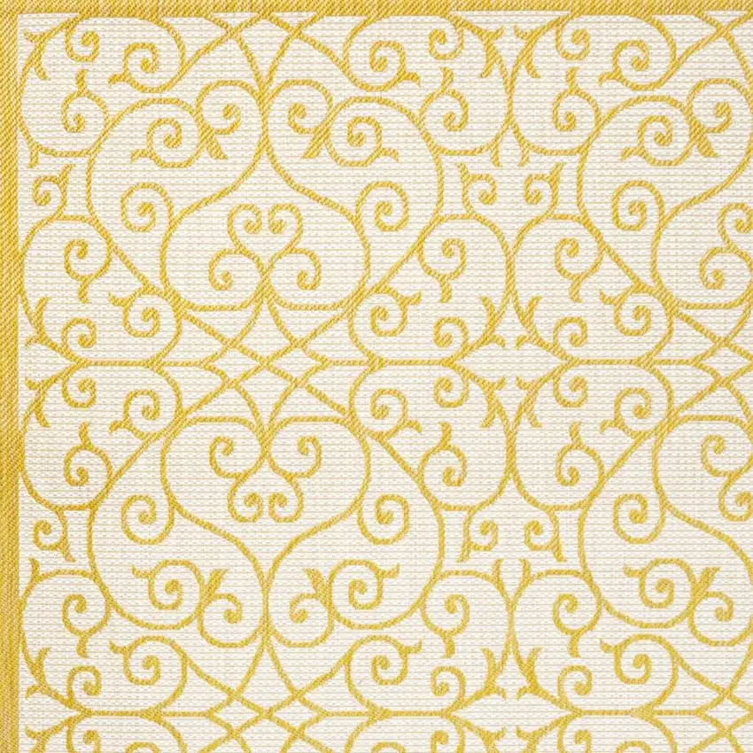 Cream And Yellow Geometric Indoor Outdoor Area Rug Photo 2