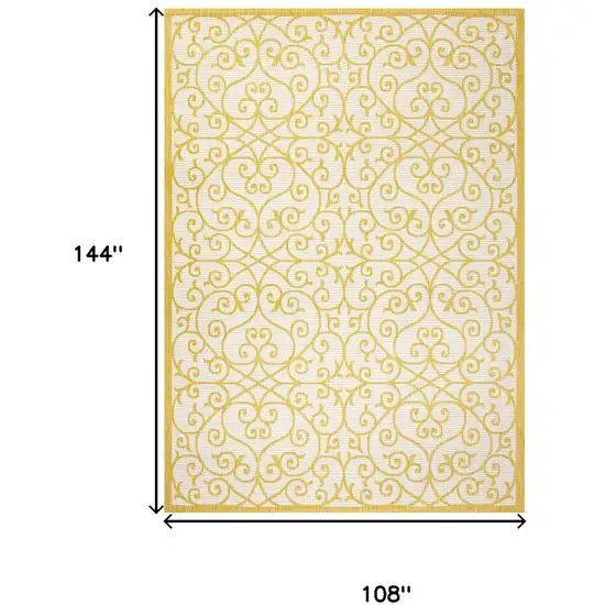 Cream And Yellow Geometric Indoor Outdoor Area Rug Photo 4