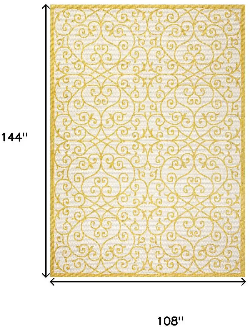 Cream And Yellow Geometric Indoor Outdoor Area Rug Photo 4
