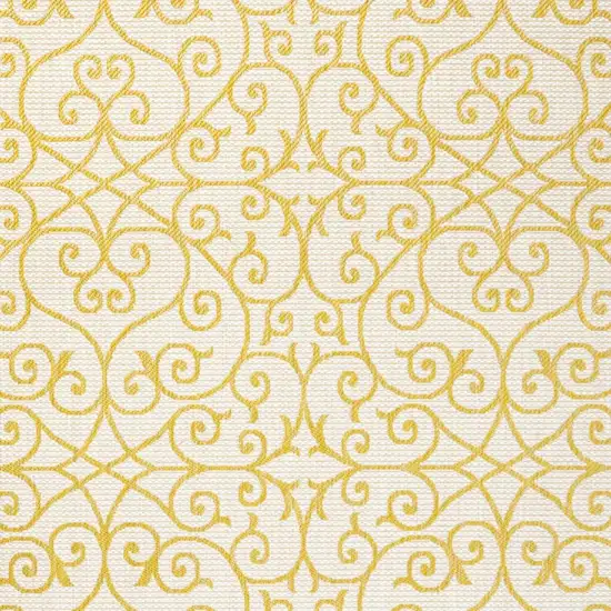 Cream And Yellow Geometric Indoor Outdoor Area Rug Photo 2