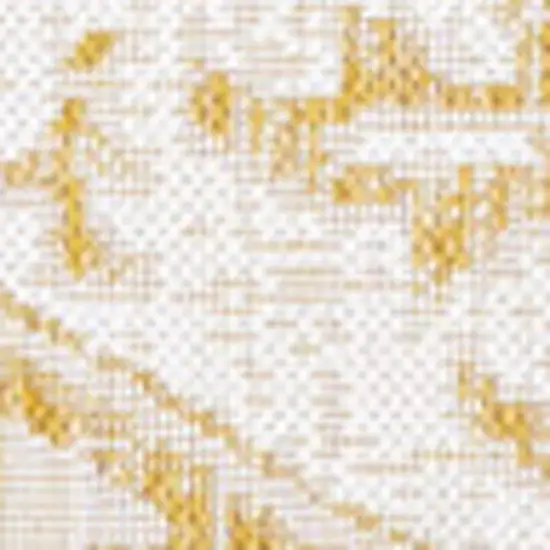 Cream And Yellow Medallion Indoor Outdoor Area Rug Photo 2