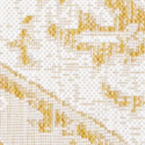 Cream And Yellow Medallion Indoor Outdoor Area Rug Photo 3