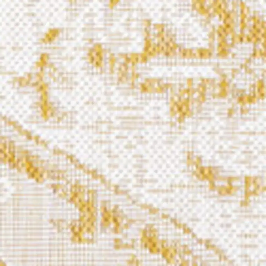 Cream And Yellow Medallion Indoor Outdoor Area Rug Photo 2