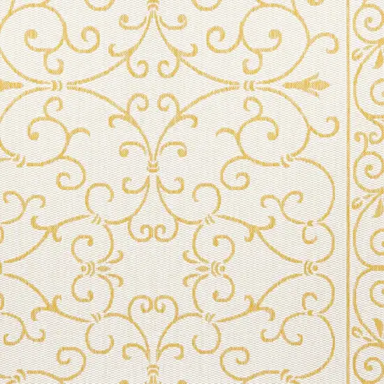 Cream And Yellow Medallion Indoor Outdoor Area Rug Photo 2
