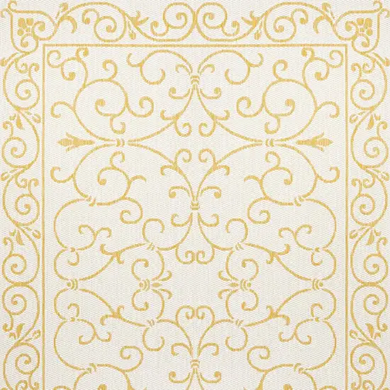 Cream And Yellow Medallion Indoor Outdoor Area Rug Photo 3