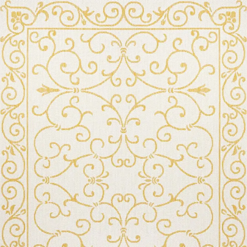 Cream And Yellow Medallion Indoor Outdoor Area Rug Photo 3