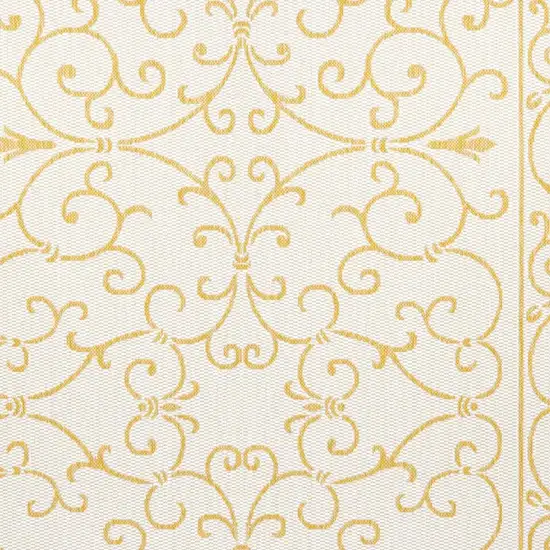 Cream And Yellow Medallion Indoor Outdoor Area Rug Photo 2
