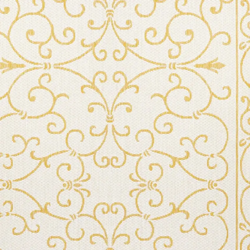 Cream And Yellow Medallion Indoor Outdoor Area Rug Photo 2