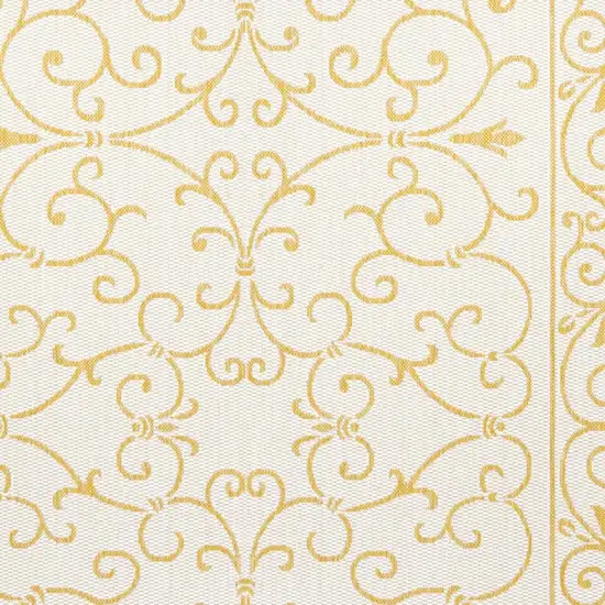 Cream And Yellow Medallion Indoor Outdoor Area Rug Photo 2