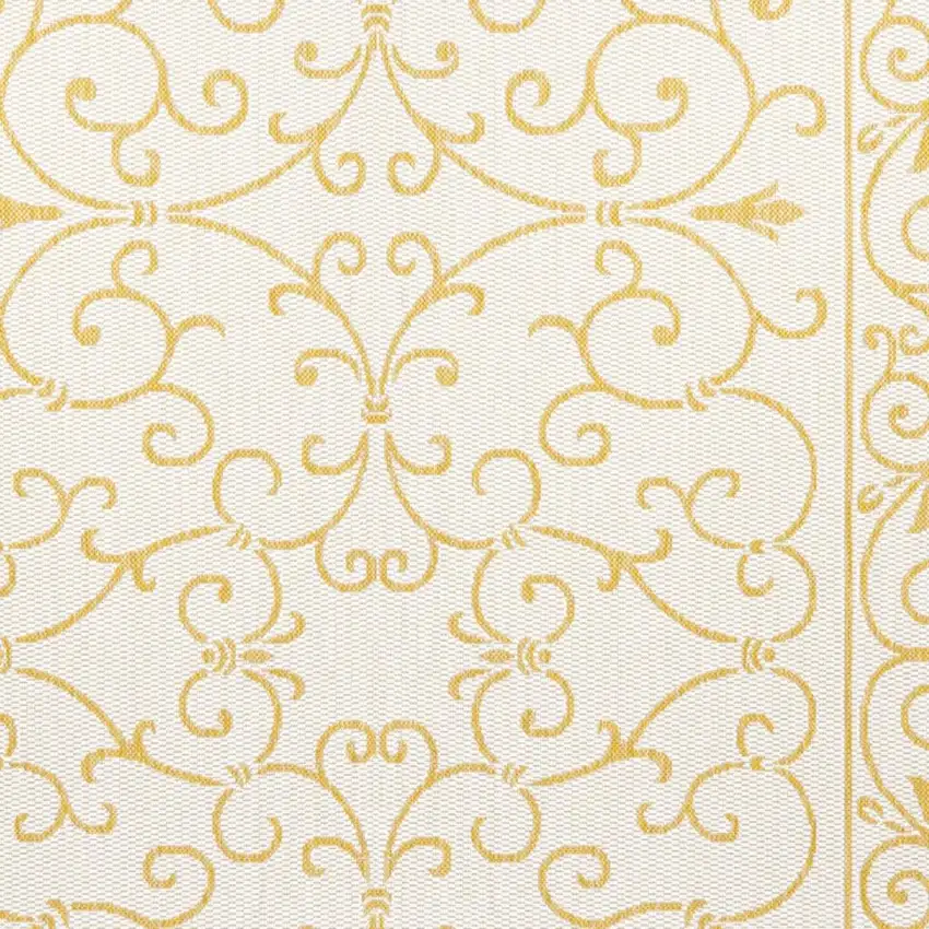 Cream And Yellow Medallion Indoor Outdoor Area Rug Photo 2