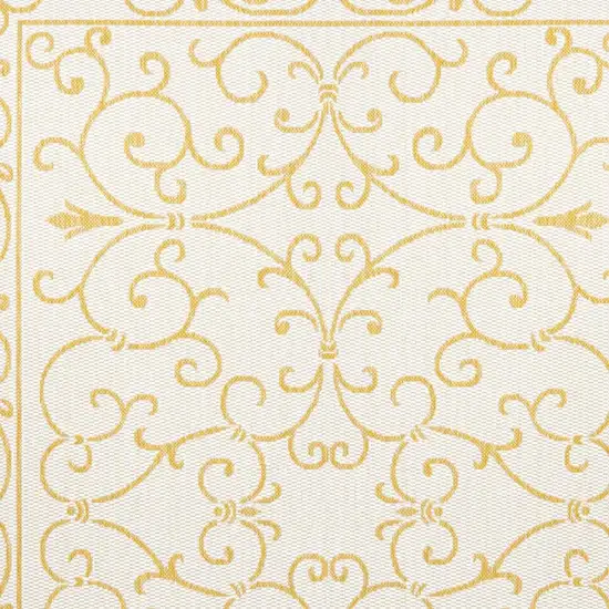 Cream And Yellow Medallion Indoor Outdoor Area Rug Photo 2