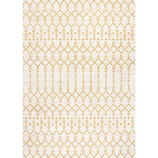 Cream And Yellow Trellis Indoor Outdoor Area Rug Photo 3