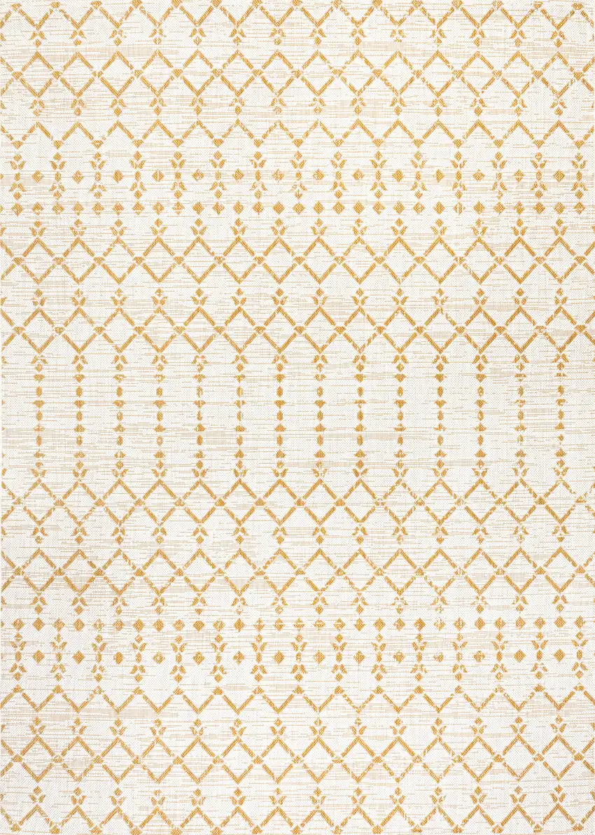 Cream And Yellow Trellis Indoor Outdoor Area Rug Photo 3